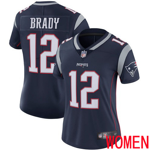 New England Patriots Football #12 Vapor Untouchable Limited Navy Blue Women Tom Brady Home NFL Jersey